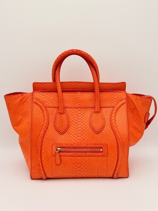 Celine Handbags - Céline Mini Luggage Tote — Orange Python